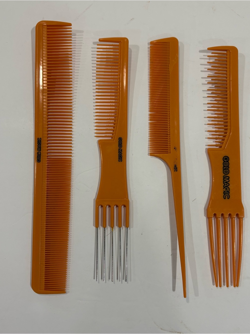 Vintage Gold Magic Hair Pick Lift Comb Set Orange